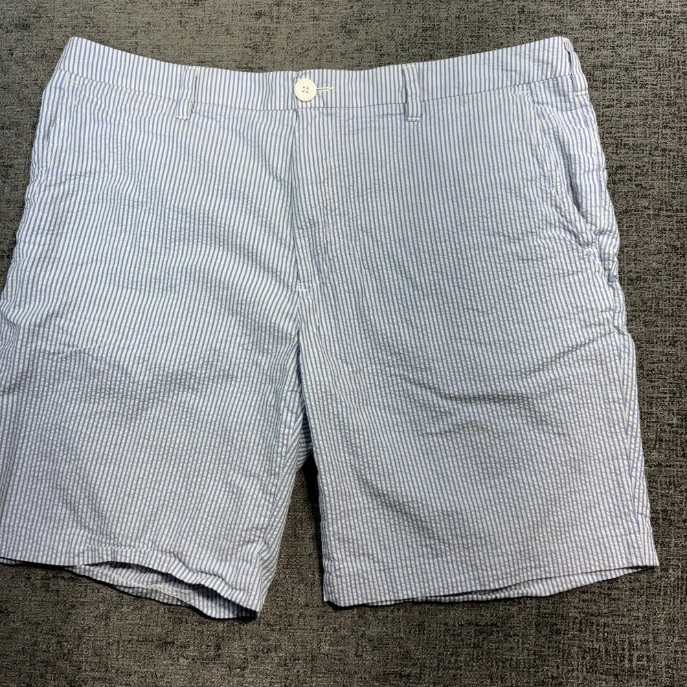 Bonobos Shorts Mens 40 Blue White Striped Seersucker Cotton Casual Summer